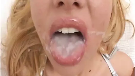 Blonde slut enjoys a  rough gangbang