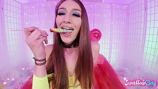 Tombul bella rolland ıslak gırtlağına kadar alıyor