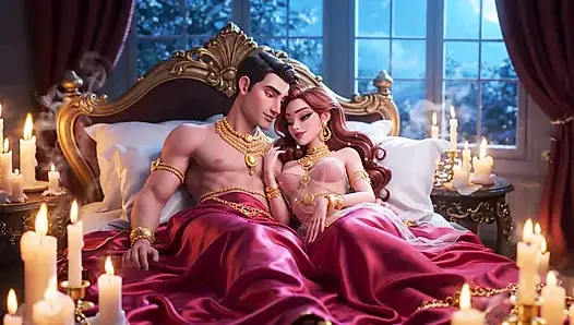 Ateşli çizgi film çift romantik gece tutkusu derlemesi - altın takı şehvetli animasyonlu aşk