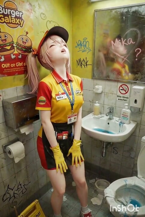 Ateşli fast food kızı, eğlenceye hazır