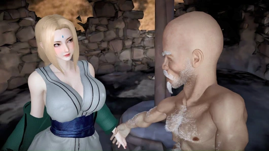 Tsunade güzel yüzünü büyük yaşlı bir yarakla siktiriyor ve yüzüne boşaltıyor