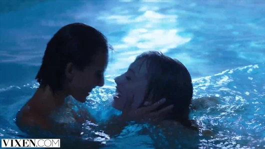 VIXEN - Janice Griffith and ivy wolfe sneak into backyard for nighttime pool fun
