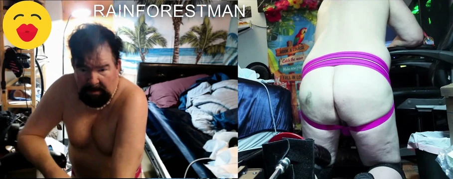 RAINFOREST-MAN SPLIT SCREEN Seks makinesinde Black Destroyer kullanıyor.