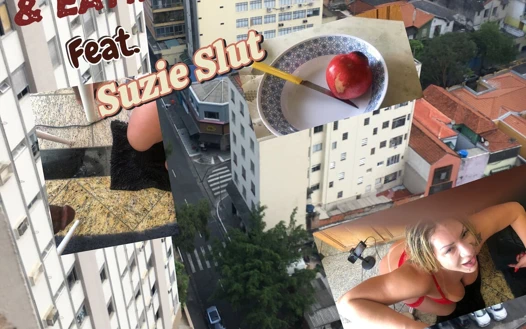 Ateşli pazar öğleden sonra centro götüne sokuyor ve nar yiyor