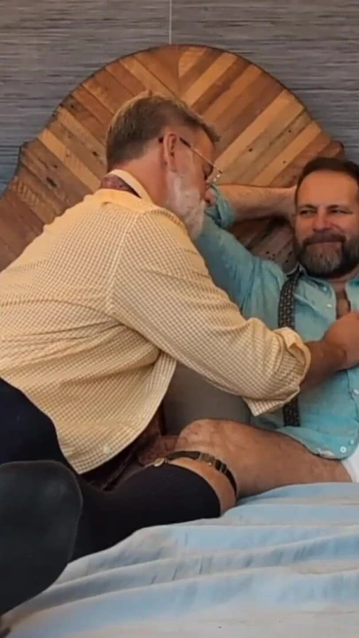 Iconic moment from "Two Hairy Daddys in bed afterwork - Seattle gets bred"