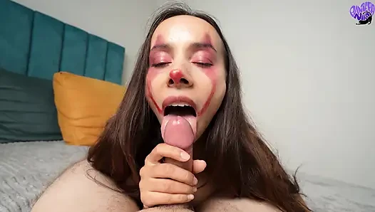 POV clown girl juicily sucks dick with cum in mouth - Pantera Nika