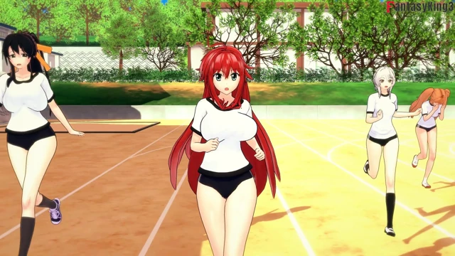 Rias Gremory beni baştan çıkarıyor ve beni spor salonunda sikişmeye davet ediyor - dxd ntr madness series