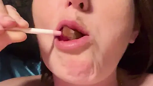 ASMR delight! Licking and sloppy sucking an icy cherry cola flavoured pretend penis