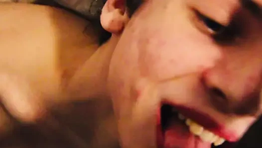 Gay boy licking big black balls