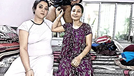 Desi Bengali Bhabhi's first threesome sex with Zomato delivery boy, Indian Hindi Audio