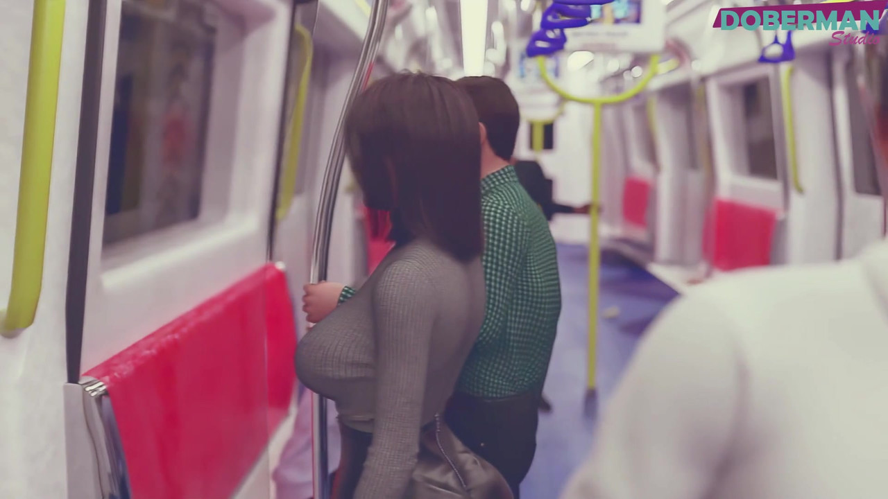 DobermanStudio Linda savvy hot ass unfaithful swallowing her lover's big cock in front of her cuckold boyfriend in the subway