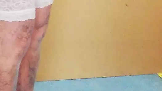 Just white stockings and cum