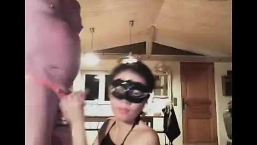 Dede ve kız cam üzerinde oyun