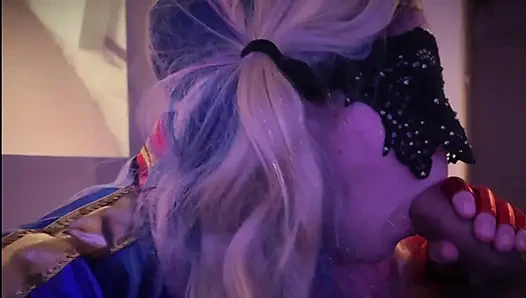Harley Quinn Cosplay - Blowjob + Shackle + Dildo in the pussy