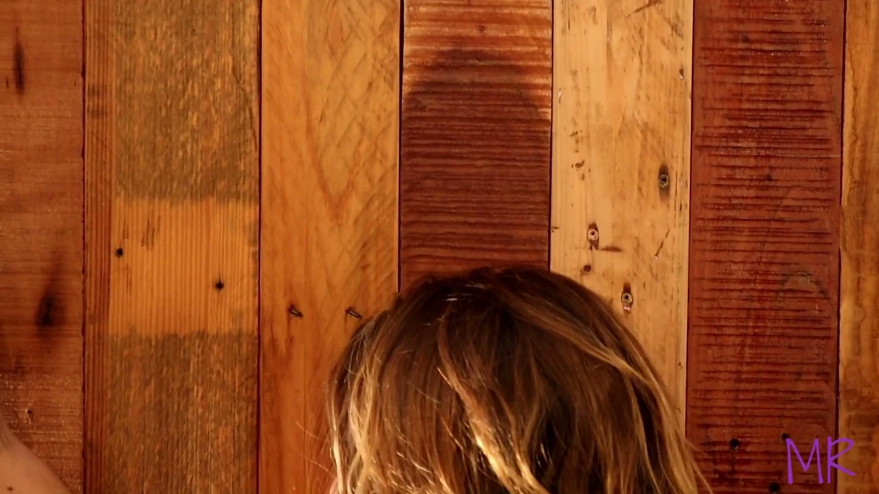 Hot girl with amazing ass tied to the wall, and make her suck