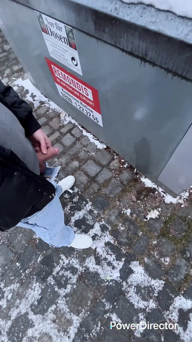 Public pissing with a nice cock makes him horny and makes him jerk off