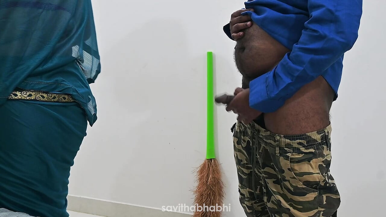 Jerking infront of maid and getting special handjob