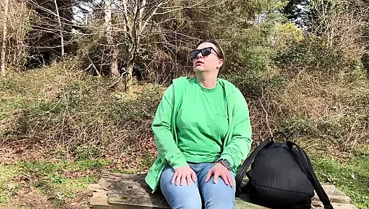 Desperate Outdoor Wetting Jeans on the Public Trail