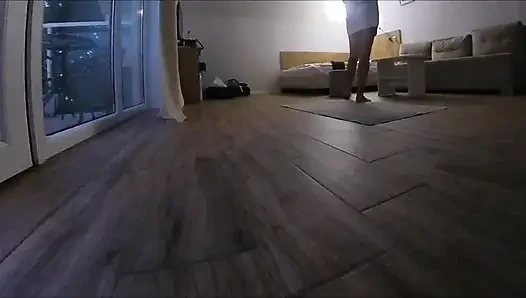 A voyeur was watching me on the balcony.