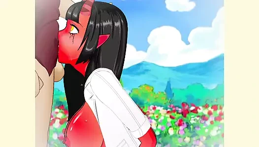 Küçük succubus iblis sürtük tapan büyük horoz ve alır onu yüz sıvalı içinde cum