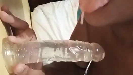 Çok fazla tükürük ile süper zayıf dildo oral seks