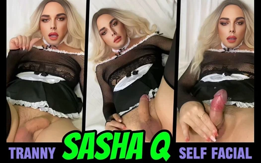 Travesti sasha q kendi kendine yüze boşalma