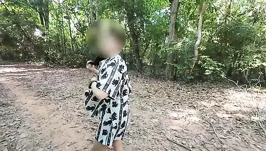 Cute Thai girl bragging but pushing masturbation Pain in the forest Thai voice