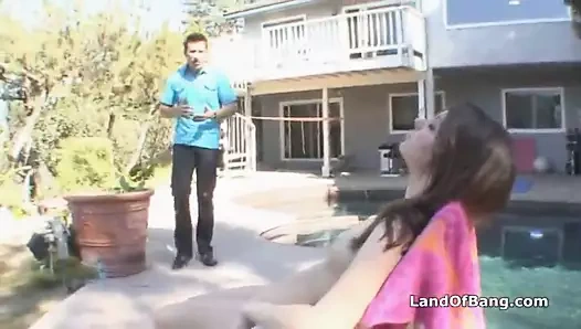 Sunbathing teen fucked by not step dad