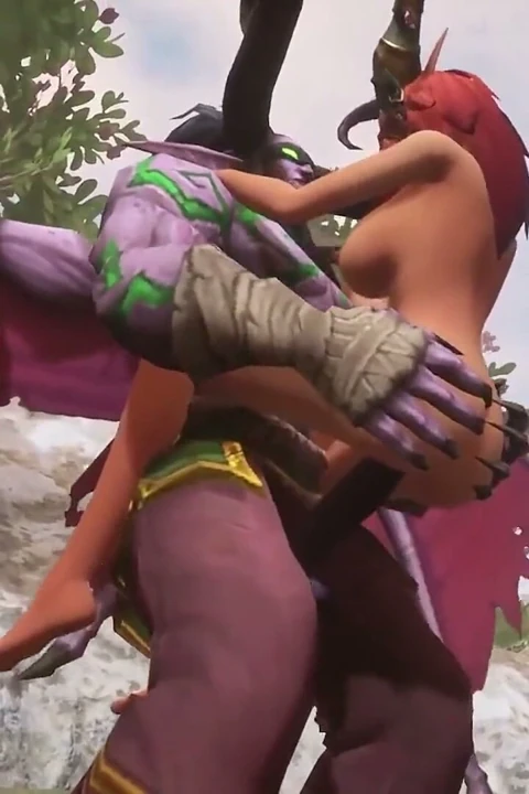 Illidan stormrage stand lift ve carry ateşli kızıl saçlı bir elfle sikişiyor - warcraft parodisi
