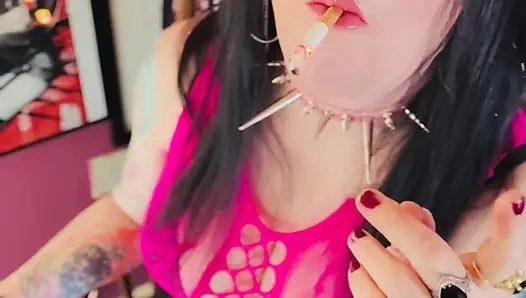 This British Tart Tina Snua Loves Lighting Up My Cigarette With Matches - Smoking Smoker OME OMI Drifting Snap Inhales Coughs