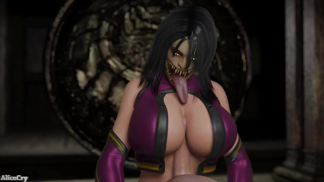 Mileena bir yarağı emiyor ve büyük göğüslerinin arasına sürüyor