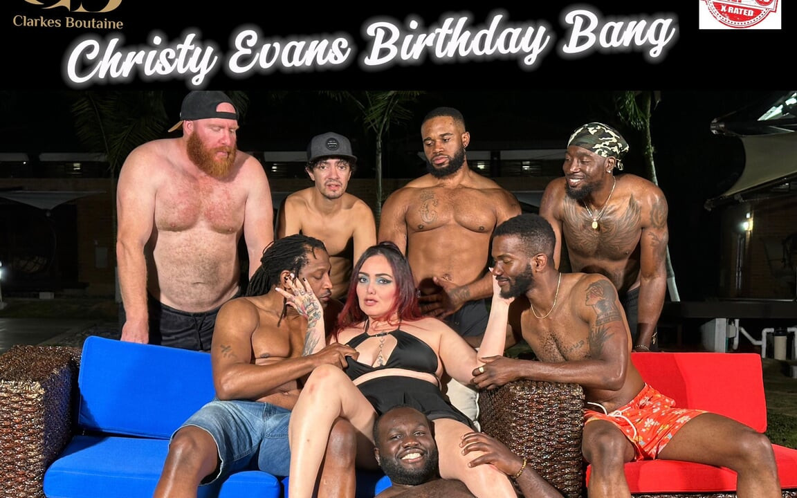 Christy Evans büyük zenci yarağı doğum günü grup seks emri verdi
