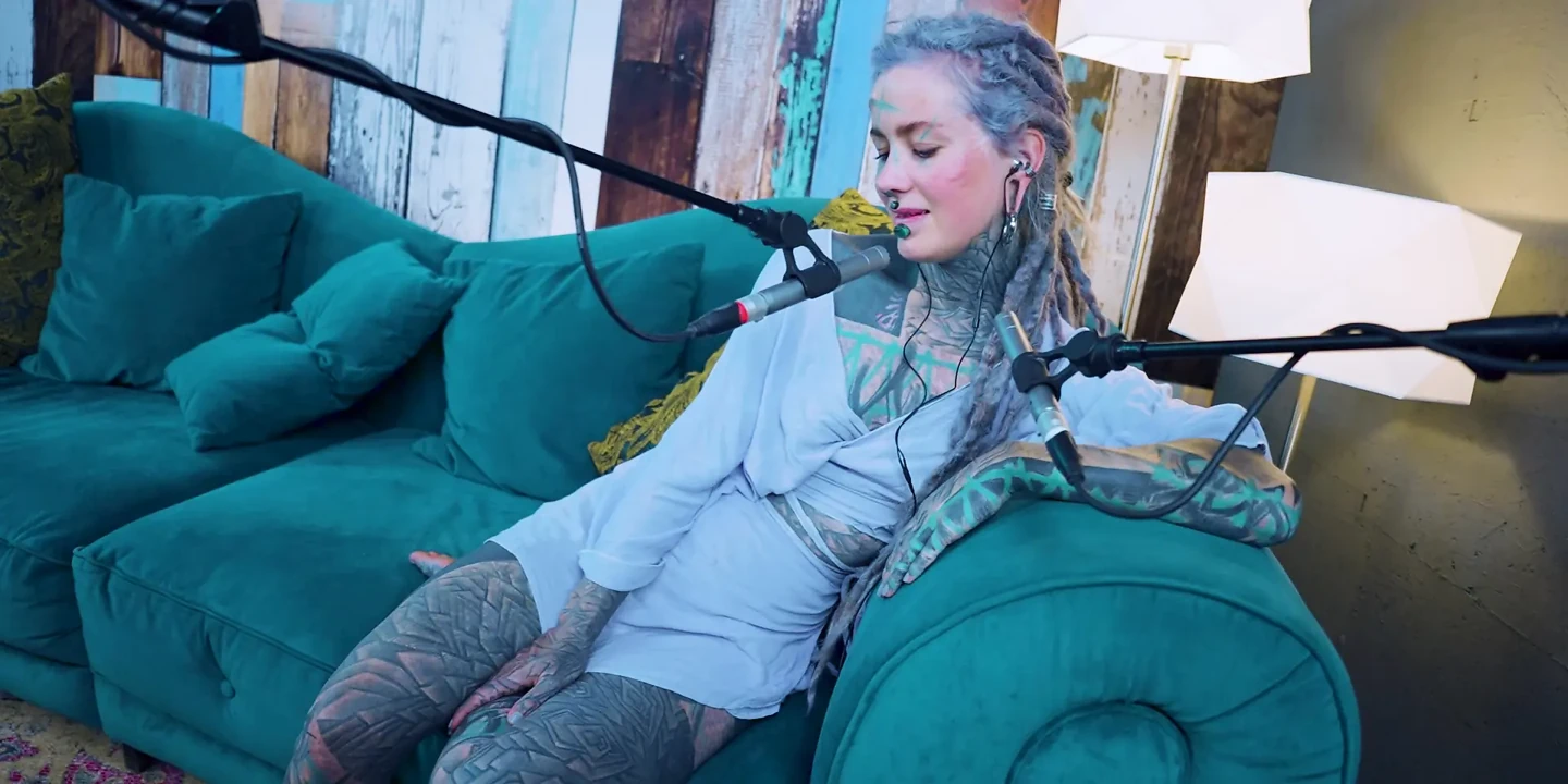I talk about F - Fear - ASMR podcast SFW talking goth skinny girl dreadlocks tattoo model inked girl