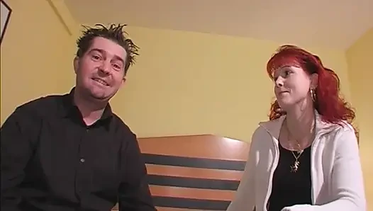 Redhead German babe shares dick with hot brunette doll