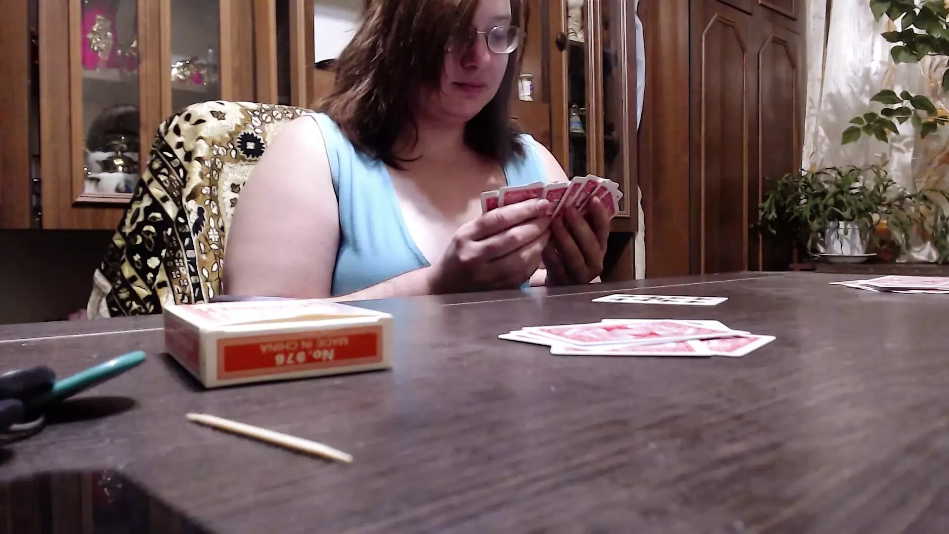 Lost at Cards, but Finished All Over Her Face!