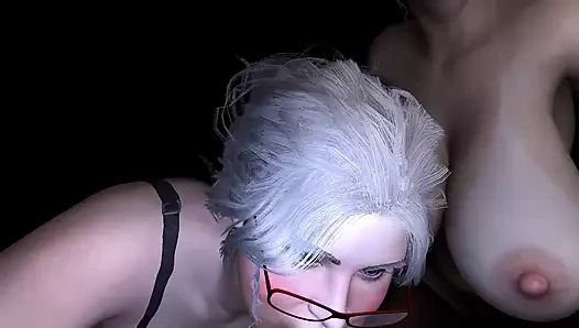 Esmeralda ve arkadaşıyla çift erkek avcısı sakso