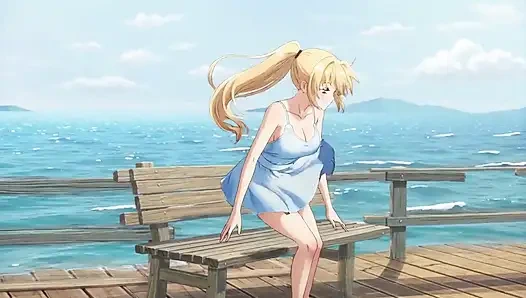 Londe Bombshell'in deniz kenarında mastürbasyonu: göğüs sekiyor ve klitoris sürttürme damlatıyor