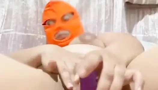 Wife watches our sex video while she does dildo