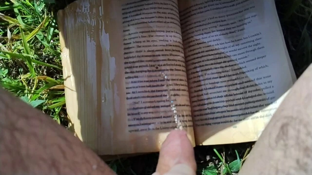 Açık havada bir kitaba işiyor (ağır çekim)