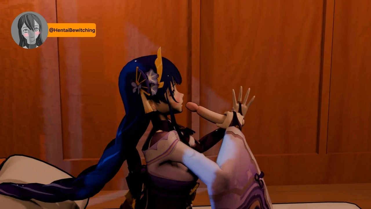 Raiden Shogun elle muamele ve sakso animasyonu 3D Genshin Impact