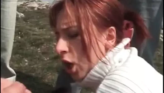 Gangbang Archive euro slut fucking 6 guys outdoors