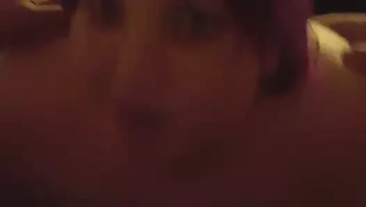 BBW wife sucking two guys