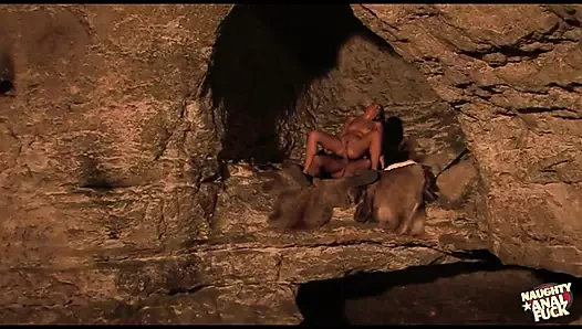 Hot brunettte with perfect figure fuck all holes outdoor in the cave
