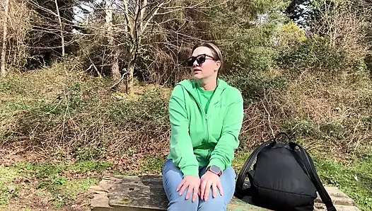 Desperate Outdoor Wetting Jeans on the Public Trail