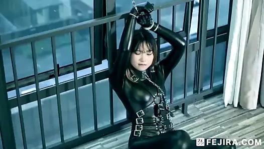 Fejira com kız üzerinde deri tek eldiven işkence p2