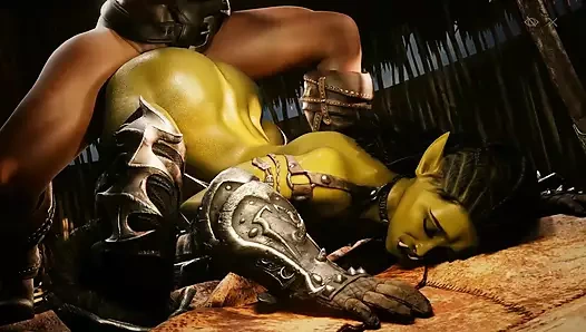 Büyük yarağımı ork kızın içine soktum. Domine edilmeyi seviyor