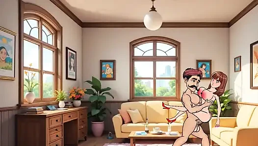 24 Year Old Girl Gets Hard Fucked by 36 Year Old Man in Living Room - Cartoon Animation
