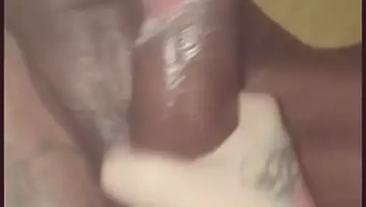 Oiled interracial handjob explosion cumshot