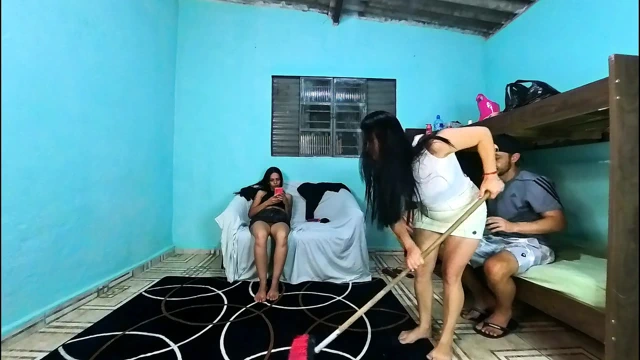 My wife's friend teases me with her short skirt, making me hard near my wife