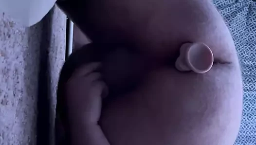 Chubby bi dude fill ass with dildo